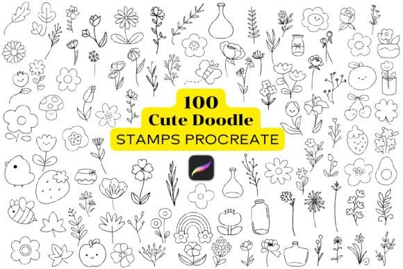 100 Cute Doodle Stamps Procreate: A Workflow Guide for Digital Artists