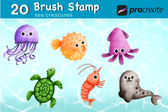 20 Brush Stamps Sea Creatures: A Practical Evaluation for Digital Artists