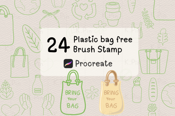 24 Brush Stamp Procreate, Eco Bag: A Creative Toolkit for Digital Artists and Small Business Owners