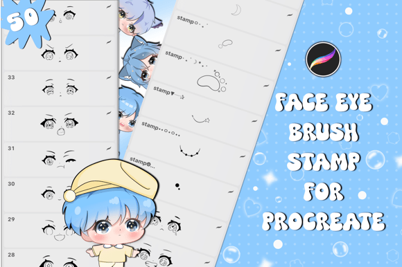 50 Face Eye Stamps for Procreate: Accelerating Digital Character Design