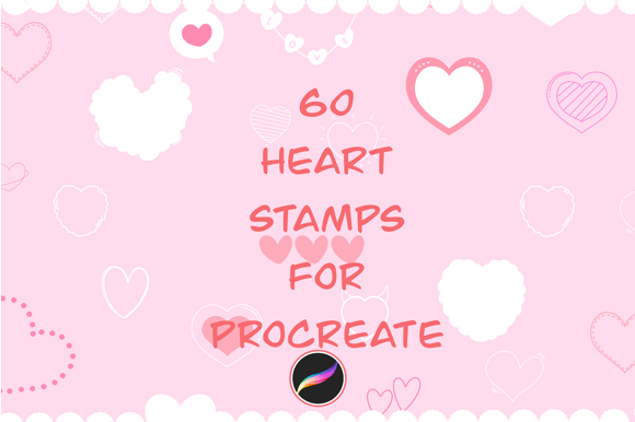 60 Hearts Brush Stamps for Procreate