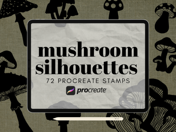 72 Mushroom Silhouette Procreate Stamps