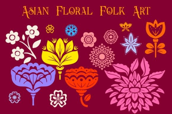 Asian Floral Folk Art: 25 Detailed Brushes