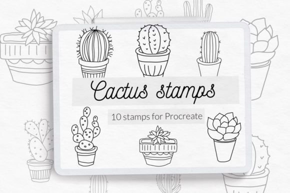 Cactus Stamps, Succulent Stamp Plants for Procreate