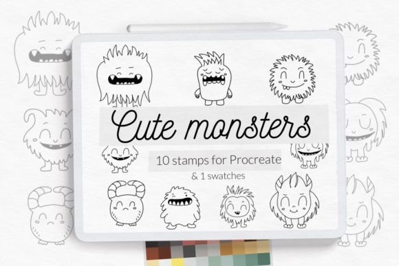 Cute Monster Doodle Halloween Stamps: A Creative Toolkit for Digital Artists