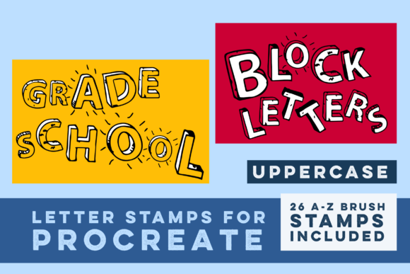 Grade School Block Letter Stamps for Procreate