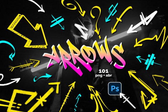 Hand Drawn Arrows - PNG Brush: 101 Creative Stamps