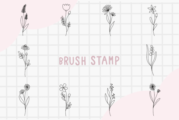 Line Art Floral Brush Stamp Procreate: Elegant Design