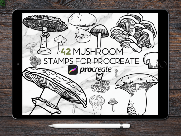 Mushrooms Procreate Stamp Brush Set