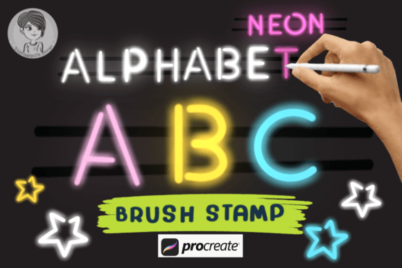 Neon Alphabet Brush Stamps: Elevating Digital Typography in Procreate