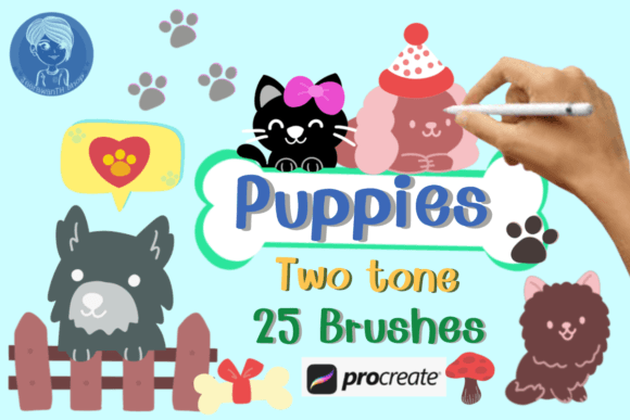 Puppies Two Tone Brush Stamps: A Creative Toolkit for Procreate